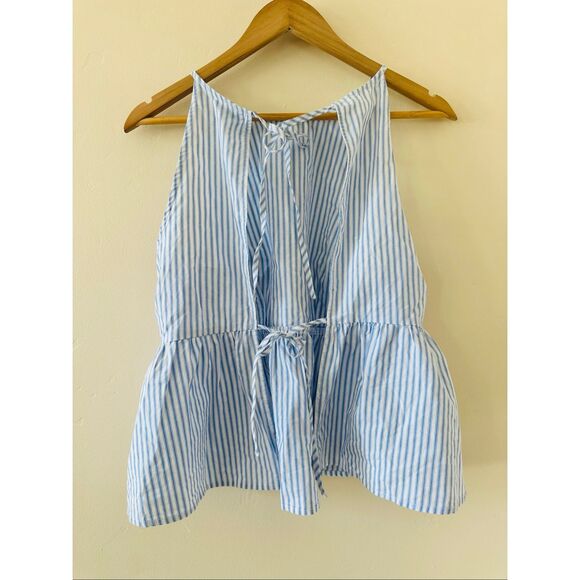 wild fable Tops - Wild Fable Blue and White Stripe Open Back Top Size Medium NWOT